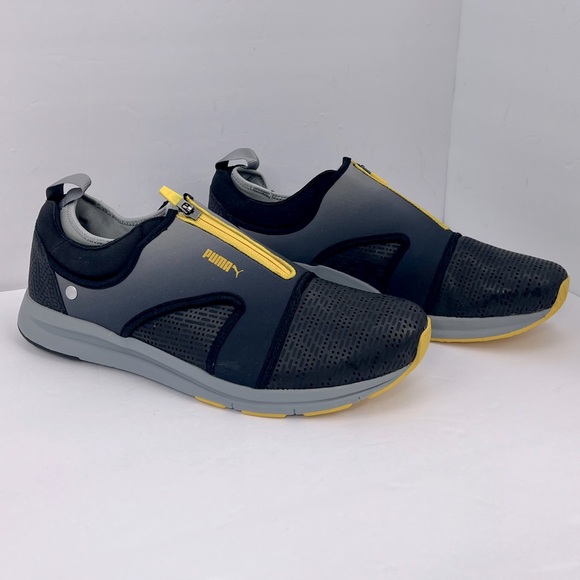 PUMA HAAST DIP DYE MENS TENNIS SHOES, SNEAKERS, BLACK YELLOW & GREY, SIZE 11 - Picture 1 of 16